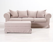 Lataa kuva Galleria-katseluun, 3-istuttava kangassohva ja rahi beige
