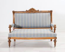 Lataa kuva Galleria-katseluun, Antiikkinen 2-istuttava sohva raidallinen 1800-luku
