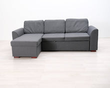 Lataa kuva Galleria-katseluun, 3-istuttava kulmasohva vuoteella harmaa
