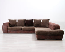 Lataa kuva Galleria-katseluun, 7-istuttava avokulmasohva ruskea
