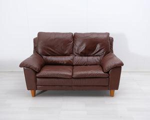 Natuzzi 2-istuttava nahkasohva ruskea