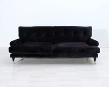 Lataa kuva Galleria-katseluun, 3-istuttava samettisohva musta
