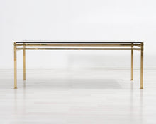 Lataa kuva Galleria-katseluun, Messinkipöytä lasilevyllä 1960-luku
