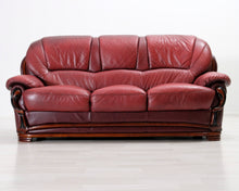 Lataa kuva Galleria-katseluun, 3-istuttava nahkasohva punainen
