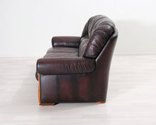 Lataa kuva Galleria-katseluun, 3-istuttava nahkasohva ruskea
