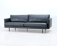 Load image into Gallery viewer, Asko 4-istuttava nahkasohva musta
