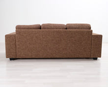 Lataa kuva Galleria-katseluun, 3-istuttava kangassohva ruskea
