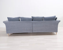 Lataa kuva Galleria-katseluun, 3-istuttava kangassohva ja jalkarahi siniharmaa
