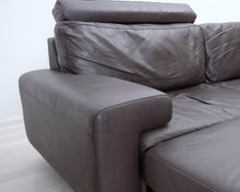 Lataa kuva Galleria-katseluun, 3-istuttava nahkasohva ja rahi ruskea
