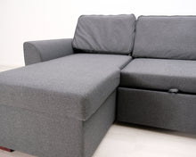 Lataa kuva Galleria-katseluun, 3-istuttava kulmasohva vuoteella harmaa
