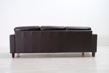 Lataa kuva Galleria-katseluun, 3-istuttava nahkasohva ruskea
