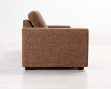 Lataa kuva Galleria-katseluun, 3-istuttava kangassohva ruskea
