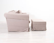 Lataa kuva Galleria-katseluun, 3-istuttava kangassohva ja rahi beige
