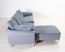 Lataa kuva Galleria-katseluun, 3-istuttava kangassohva ja jalkarahi siniharmaa
