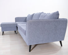 Lataa kuva Galleria-katseluun, 3-istuttava kangassohva ja rahi siniharmaa
