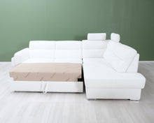 Lataa kuva Galleria-katseluun, 5-istuttava kulmasohva valkoinen nahka
