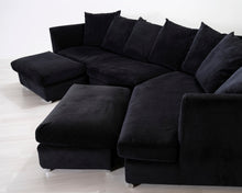 Lataa kuva Galleria-katseluun, 6-istuttava kangassohva ja kaksi rahia musta
