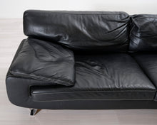 Lataa kuva Galleria-katseluun, 3-istuttava nahkasohva musta
