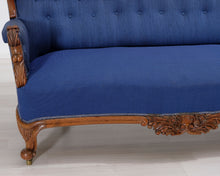 Load image into Gallery viewer, Antiikkinen 2-istuttava sohva sininen
