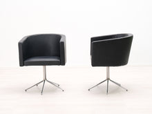 Load image into Gallery viewer, Asko nahkanojatuoli pyörivällä jalalla musta
