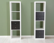 Lataa kuva Galleria-katseluun, IKEA Kallax hylly laatikostolla valkoinen
