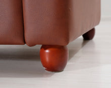 Lataa kuva Galleria-katseluun, 3-istuttava nahkasohva ruskea
