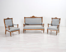 Lataa kuva Galleria-katseluun, Antiikkinen 2-istuttava sohva raidallinen 1800-luku
