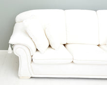 Lataa kuva Galleria-katseluun, 3-istuttava kangassohva valkoinen kuviollinen

