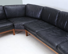 Load image into Gallery viewer, Asko Hidalgo nahkainen vintage kulmasohva musta
