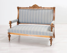 Lataa kuva Galleria-katseluun, Antiikkinen 2-istuttava sohva raidallinen 1800-luku
