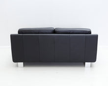 Load image into Gallery viewer, Asko 2-istuttava nahkasohva musta
