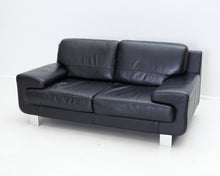 Load image into Gallery viewer, Asko 2-istuttava nahkasohva musta
