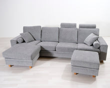 Lataa kuva Galleria-katseluun, Möbelform Pluz 4-istuttava divaanisohva ja rahi harmaa
