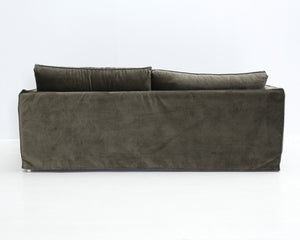 Ikea Karlstad sohva mittatilauspäällisellä tummanvihreä