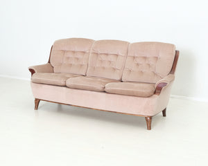 Vintage 3-istuttava sohva silkkisamettia roosa