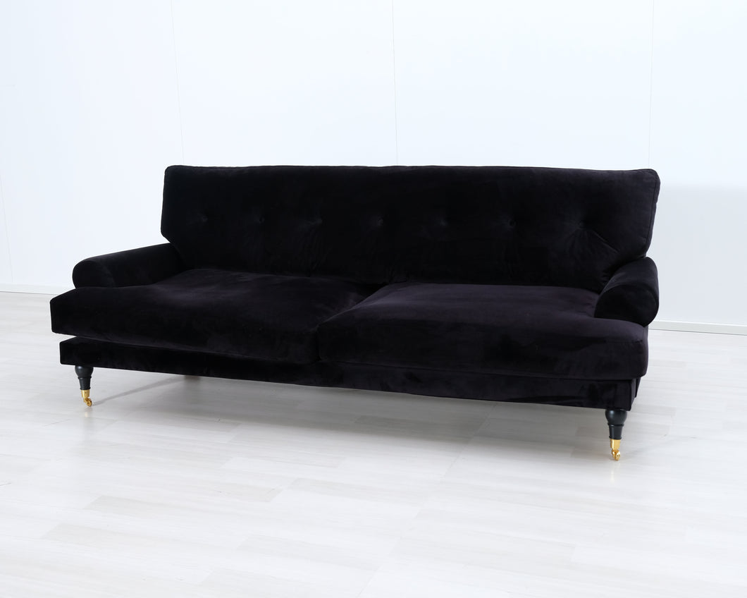 3-istuttava samettisohva musta