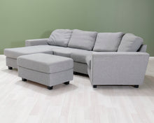 Load image into Gallery viewer, 4-istuttava divaanisohva ja rahi harmaa
