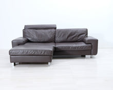 Lataa kuva Galleria-katseluun, 3-istuttava nahkasohva ja rahi ruskea
