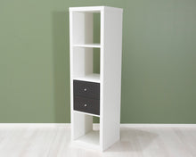 Lataa kuva Galleria-katseluun, IKEA Kallax hylly laatikostolla valkoinen
