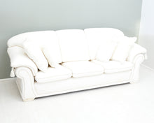 Lataa kuva Galleria-katseluun, 3-istuttava kangassohva valkoinen kuviollinen
