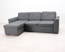 Lataa kuva Galleria-katseluun, 3-istuttava kulmasohva vuoteella harmaa
